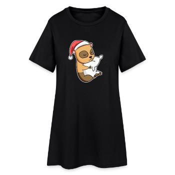 Écureuil sommeil de Noël - Robe T-shirt Femme - noir - Devant