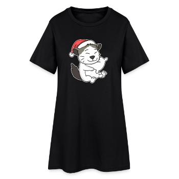 Ragdoll Katze Weihnachten Schlafen Müde - Frauen T-Shirt-Kleid - Schwarz - Vorne
