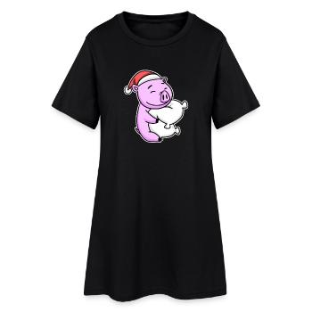 Cochon Noël Sommeil Sommeil Sommeil - Robe T-shirt Femme - noir - Devant