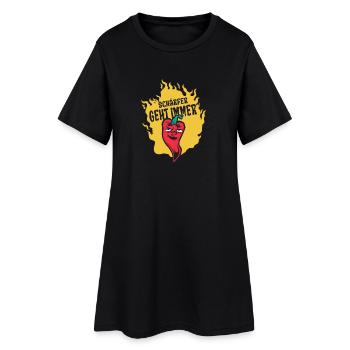Schärfer geht immer lustiges Chili Design - Frauen T-Shirt-Kleid - Schwarz - Vorne