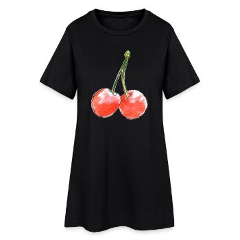 Sketch des Deux Cerises Sucrées - Robe T-shirt Femme - noir - Devant