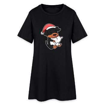 Rottweiler Chien Noël Sommeil Fatigué - Robe T-shirt Femme - noir - Devant