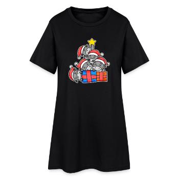 Arbre de Noël âne avec cadeaux - Robe T-shirt Femme - noir - Devant