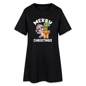 Joyeux Noël Paresseux - Robe T-shirt Femme - noir - Devant