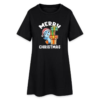 Joyeux pingouin de Noël avec cadeaux - Robe T-shirt Femme - noir - Devant