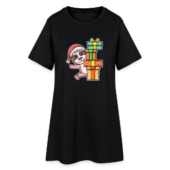 Paresseux de Noël avec cadeaux - Robe T-shirt Femme - noir - Devant