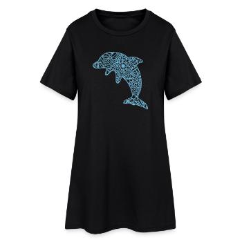 Dolphin T-Shirt Dauphin Dolphin Delfin Delfin Mandala - Frauen T-Shirt-Kleid - Schwarz - Vorne