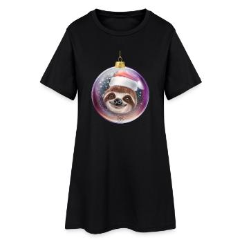 Cute funny sloth for Christmas - Women’s T-Shirt Dress - black - Front