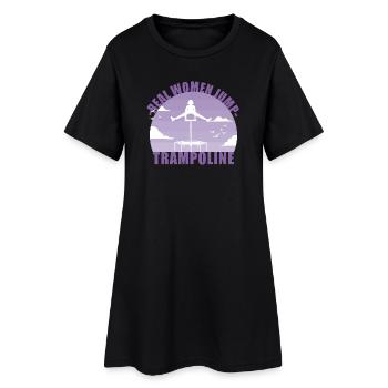 Real Women Jump Trampoline / Jumping Fitness - Frauen T-Shirt-Kleid - Schwarz - Vorne