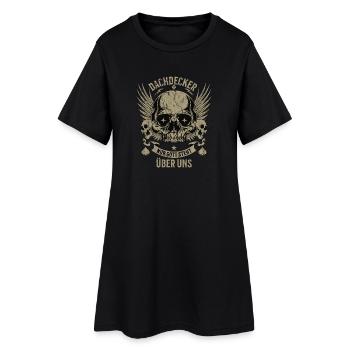 Dachdecker Totenkopf mit Flügeln - Frauen T-Shirt-Kleid - Schwarz - Vorne