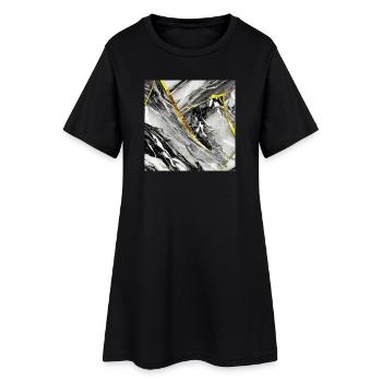 Marble Black Gold Natural Stone - Women’s T-Shirt Dress - black - Front