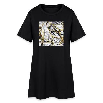 Marble Black White Gold Texture - Women’s T-Shirt Dress - black - Front