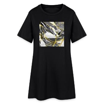 Marble Black Gold Geometric texture - Women’s T-Shirt Dress - black - Front