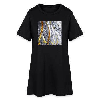 Texture Or Marbre - Robe T-shirt Femme - noir - Devant