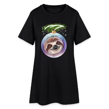 Christmas Cute Sloth Snow - Women’s T-Shirt Dress - black - Front