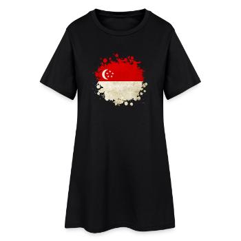 Design du drapeau de Singapour - Robe T-shirt Femme - noir - Devant