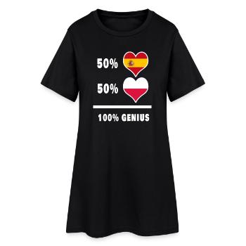 Polen und Spanien Genie / Geschenk - Frauen T-Shirt-Kleid - Schwarz - Vorne