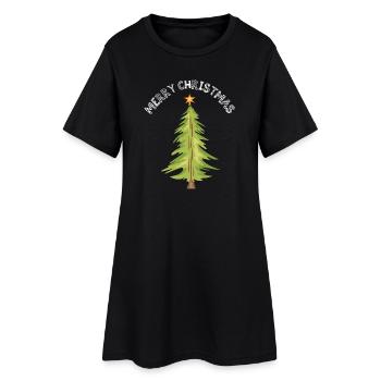merry christmas tree xmas symbol fir tree forest - Women’s T-Shirt Dress - black - Front