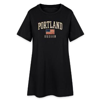 Portland Oregon Americana Flag - Frauen T-Shirt-Kleid - Schwarz - Vorne