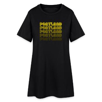 Portland Retro Gradient Typo - Women’s T-Shirt Dress - black - Front