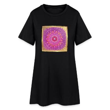 BlumenMandala HerzEnergie - Sonja Ariel von Staden - Frauen T-Shirt-Kleid - Schwarz - Vorne