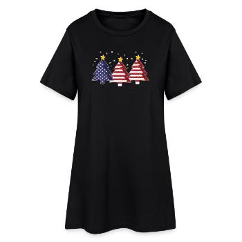 Arbres de Noël Amérique Drapeau des États-Unis - Robe T-shirt Femme - noir - Devant