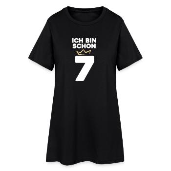 7 Geburtstag - 7 Jahre mit Krone - Frauen T-Shirt-Kleid - Schwarz - Vorne