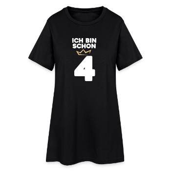 4 Geburtstag - 4 Jahre mit Krone - Frauen T-Shirt-Kleid - Schwarz - Vorne