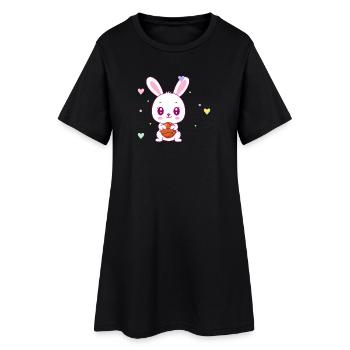 Mignon lapin de basket - Robe T-shirt Femme - noir - Devant