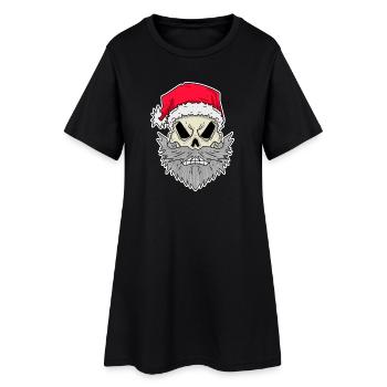 Weihnachtsmann Totenkopf - Frauen T-Shirt-Kleid - Schwarz - Vorne