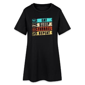 Eat Sleep Fußball Repeat - Frauen T-Shirt-Kleid - Schwarz - Vorne