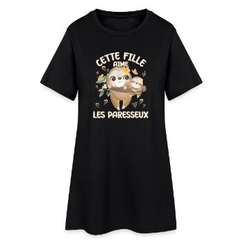 Dieses Mädchen Liebt Faultiere - Frauen T-Shirt-Kleid - Schwarz - Vorne