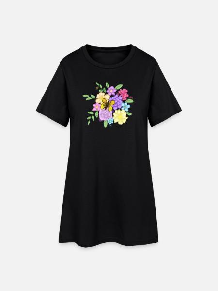 Bouquet de fleurs - Robe T-shirt Femme - noir