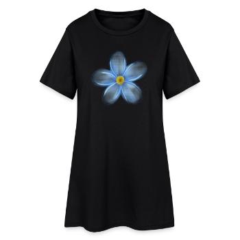 Forget Me Not – Delicate Floral Illustration - Women’s T-Shirt Dress - black - Front