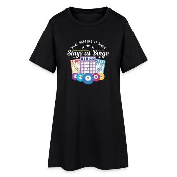 Bingo - what happens at bingo stays at bingo - Frauen T-Shirt-Kleid - Schwarz - Vorne