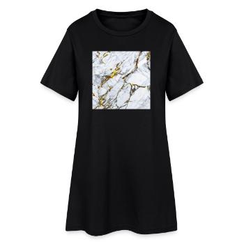 Marble White Gold Texture - Women’s T-Shirt Dress - black - Front