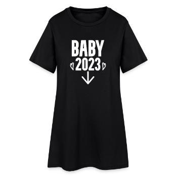 Baby 2023 - Geburt Schwanger 2023 Schwangerschaft - Frauen T-Shirt-Kleid - Schwarz - Vorne