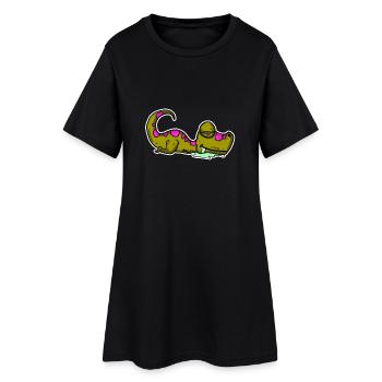 Dino endormi - Robe T-shirt Femme - noir - Devant