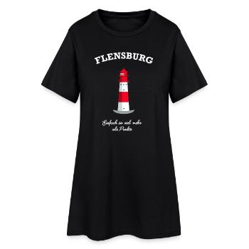 Flensburg Leuchtturm Falshöft, mehr als Punkte - Frauen T-Shirt-Kleid - Schwarz - Vorne