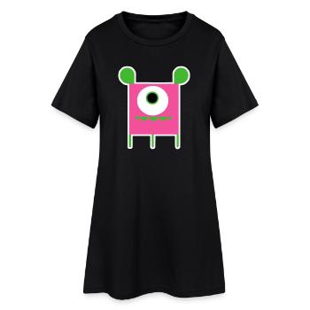 Monstre Cyclope Rose | Extraterrestre carré drôle - Robe T-shirt Femme - noir - Devant