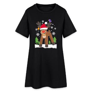 Renne Elk Noël Renne Neige Drôle - Robe T-shirt Femme - noir - Devant