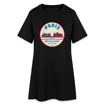 Emblème rétro Paris City Lights - Robe T-shirt Femme - noir - Devant