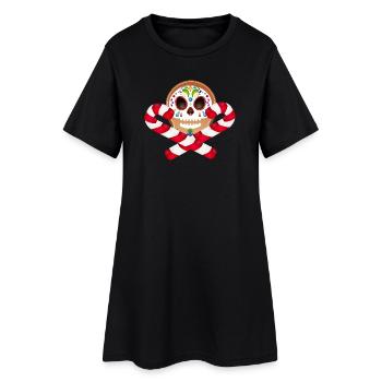 Gingerbread Man Sugar Skull Decor pour Noël - Robe T-shirt Femme - noir - Devant