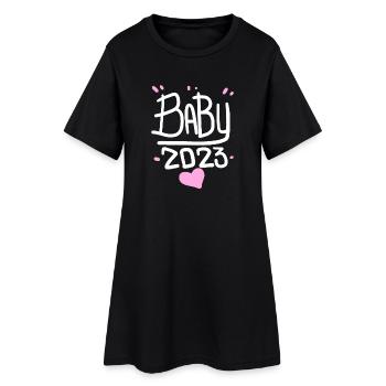 Baby 2023 - Geburt Schwanger 2023 Schwangerschaft - Frauen T-Shirt-Kleid - Schwarz - Vorne