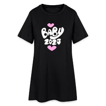 Baby 2023 - Geburt Schwanger 2023 Schwangerschaft - Frauen T-Shirt-Kleid - Schwarz - Vorne