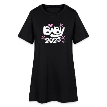 Baby 2023 - Geburt Schwanger 2023 Schwangerschaft - Frauen T-Shirt-Kleid - Schwarz - Vorne