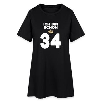 34. Geburtstag Geschenk - 34 Jahre mit Krone - Frauen T-Shirt-Kleid - Schwarz - Vorne