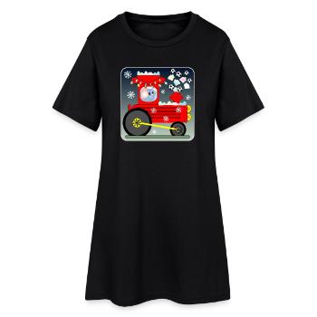 Fußball Lokomotive MAUS - Frauen T-Shirt-Kleid - Schwarz - Vorne