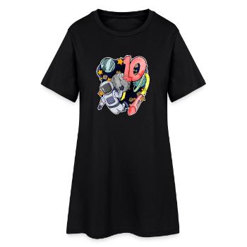 10e anniversaire 10 ans Espace jeune astronaute - Robe T-shirt Femme - noir - Devant