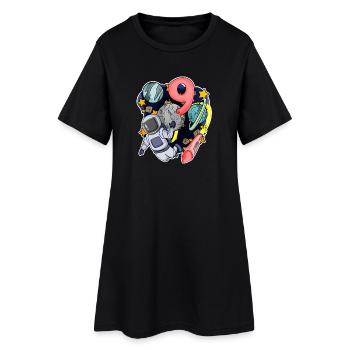 9e anniversaire 9 ans jeune astronaute de l’espace - Robe T-shirt Femme - noir - Devant